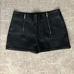 Faux leather shorts with zipper detail